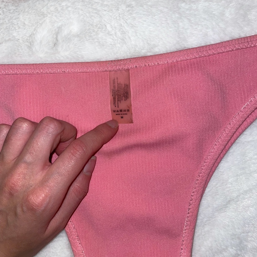 Pink Ribbed Strapless bikini - Picture 5 of 9